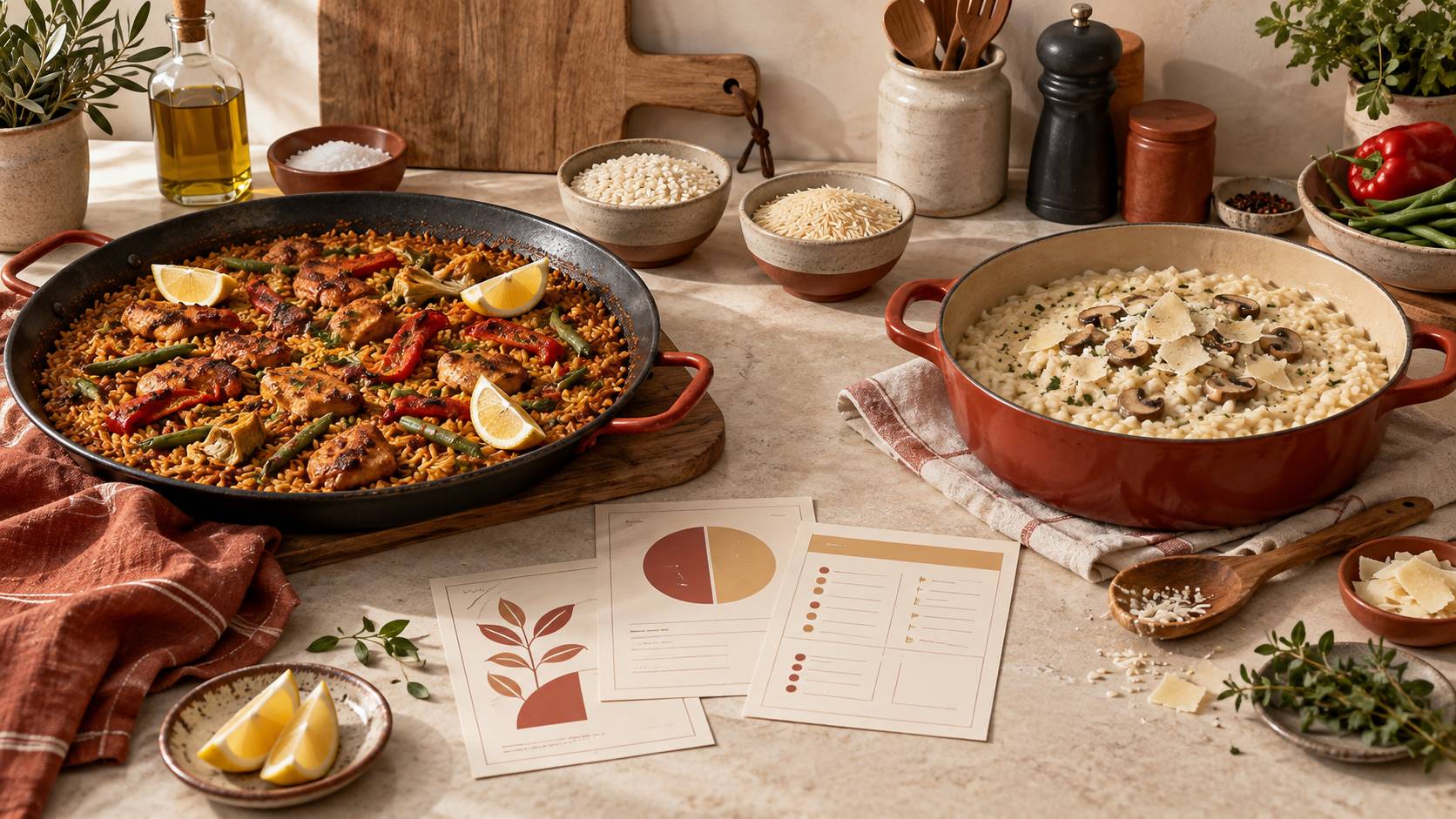 Illustration éditoriale du sujet : Arroz bomba o carnaroli: cuál elegir para cada plato