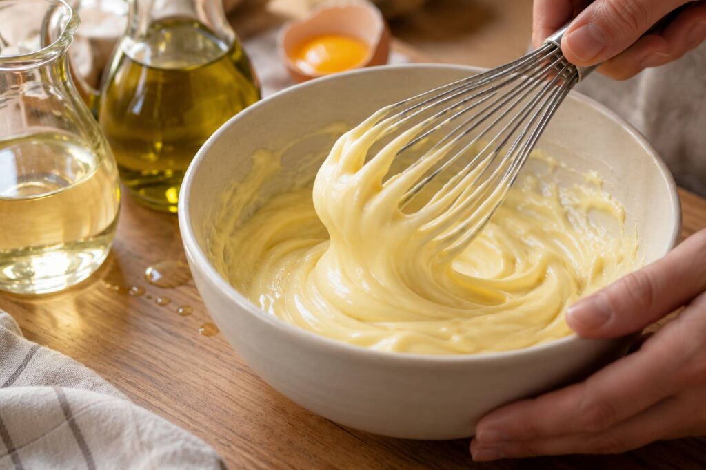 Illustration de détail sur le sujet : Mayonesa con aceite suave o de oliva: qué cambia al montar